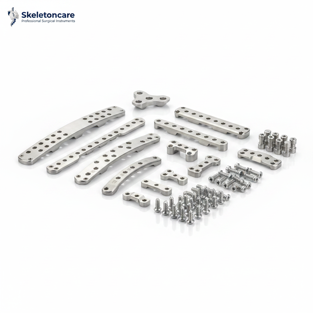 Trauma Bone Plate with Screws - Front View | Skeletoncare