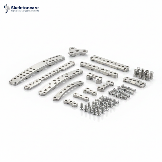 Trauma Bone Plate with Screws - Front View | Skeletoncare